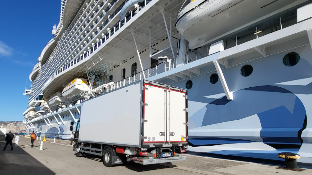 picture of our vehicle delivering a cruise ship