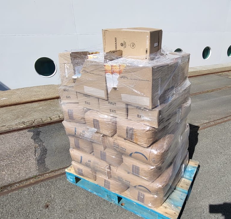 picture of a palet delivered to a navy vessel