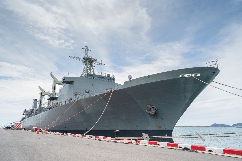 picture of a navy vessel on dock