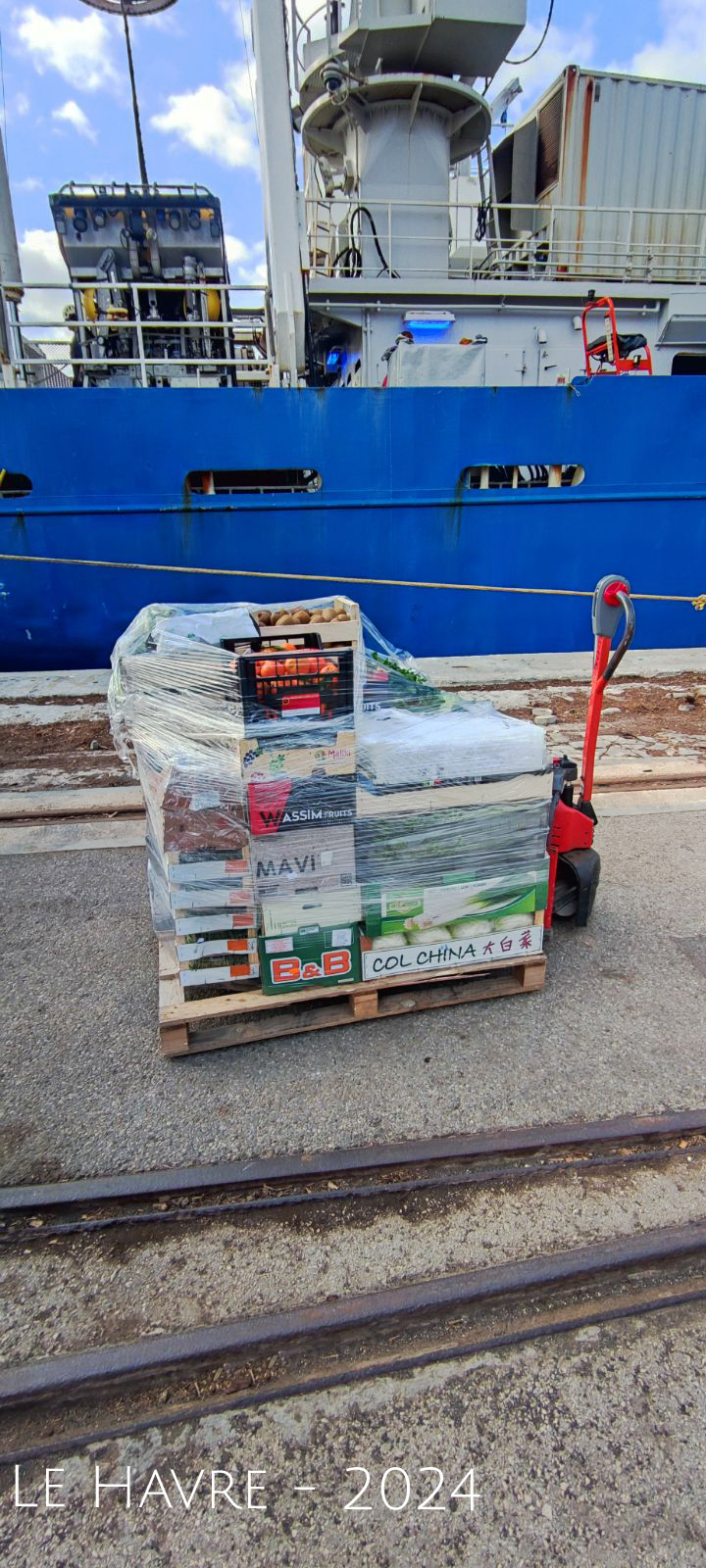 picture of a pallet delivered to a dry dock