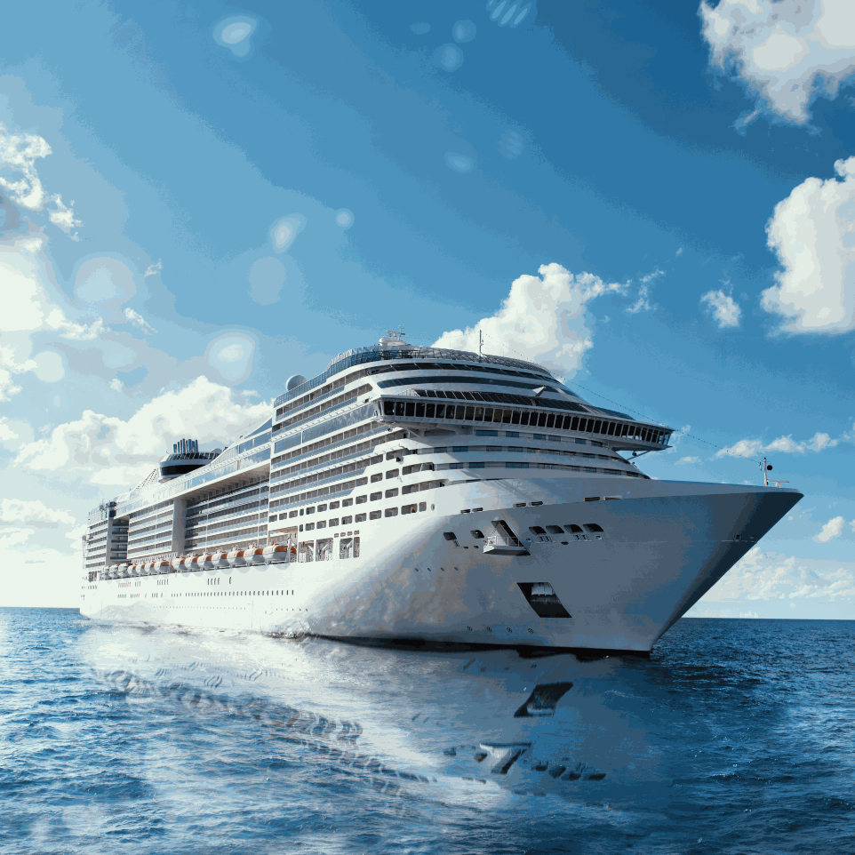 picture of a cruise ship at sea