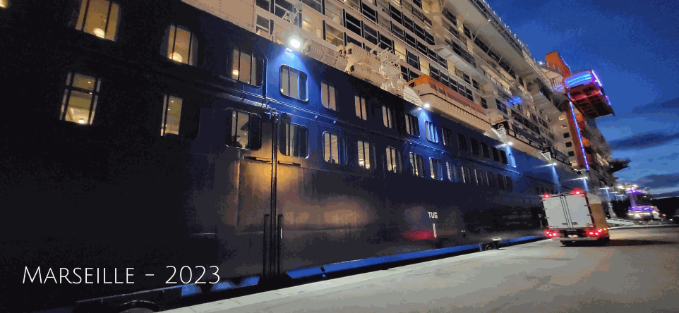 picture of a cruise ship delivery by night