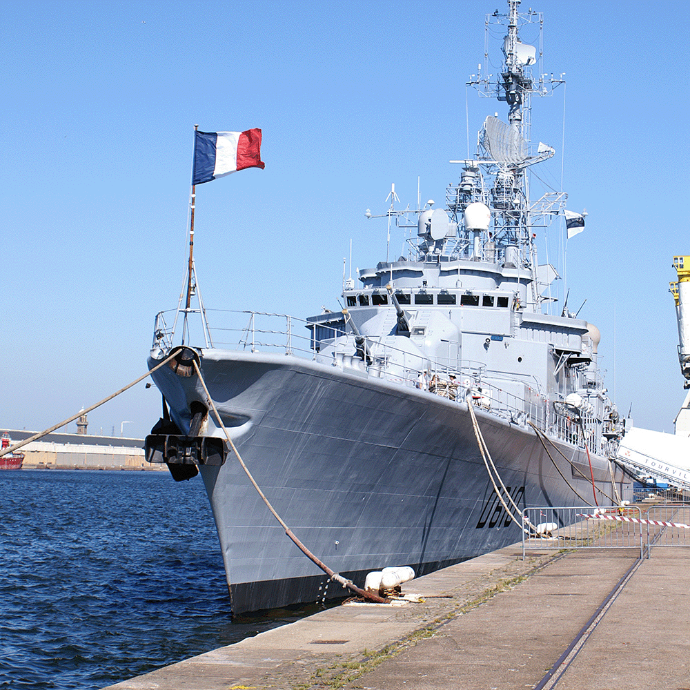 picture of a French navy vessel on dock