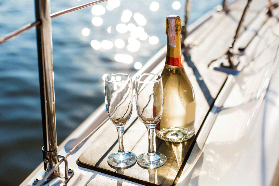 picture of champagne on a luxury yacht