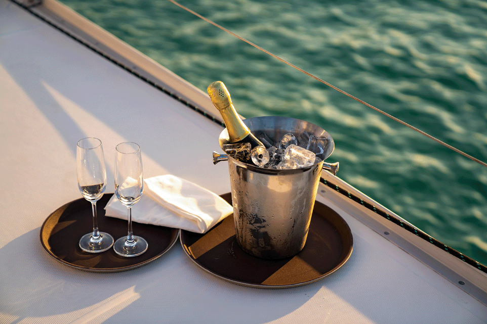 picture of champagne seal on a luxury yacht